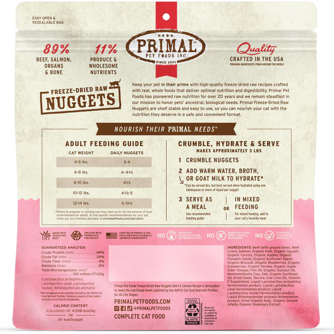 Primal Freeze-Dried Beef & Salmon Formula Cat Food - 14oz - Image 2